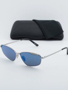 Balenciaga BB0277S 003 Unisex Rectangle Sunglasses - Ruthenium / Blue